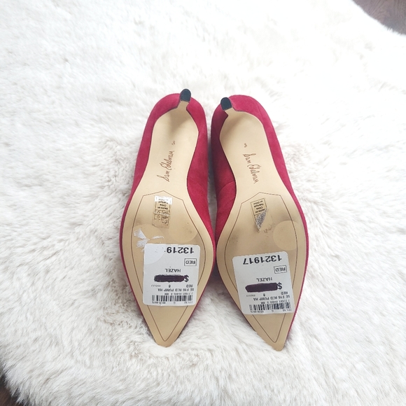 Sam Edelman Hazel Deep Red Magenta Suede Leather Pumps - Picture 13 of 14